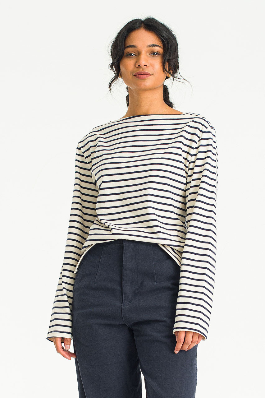Noa Square Stripe Tee, Ivory