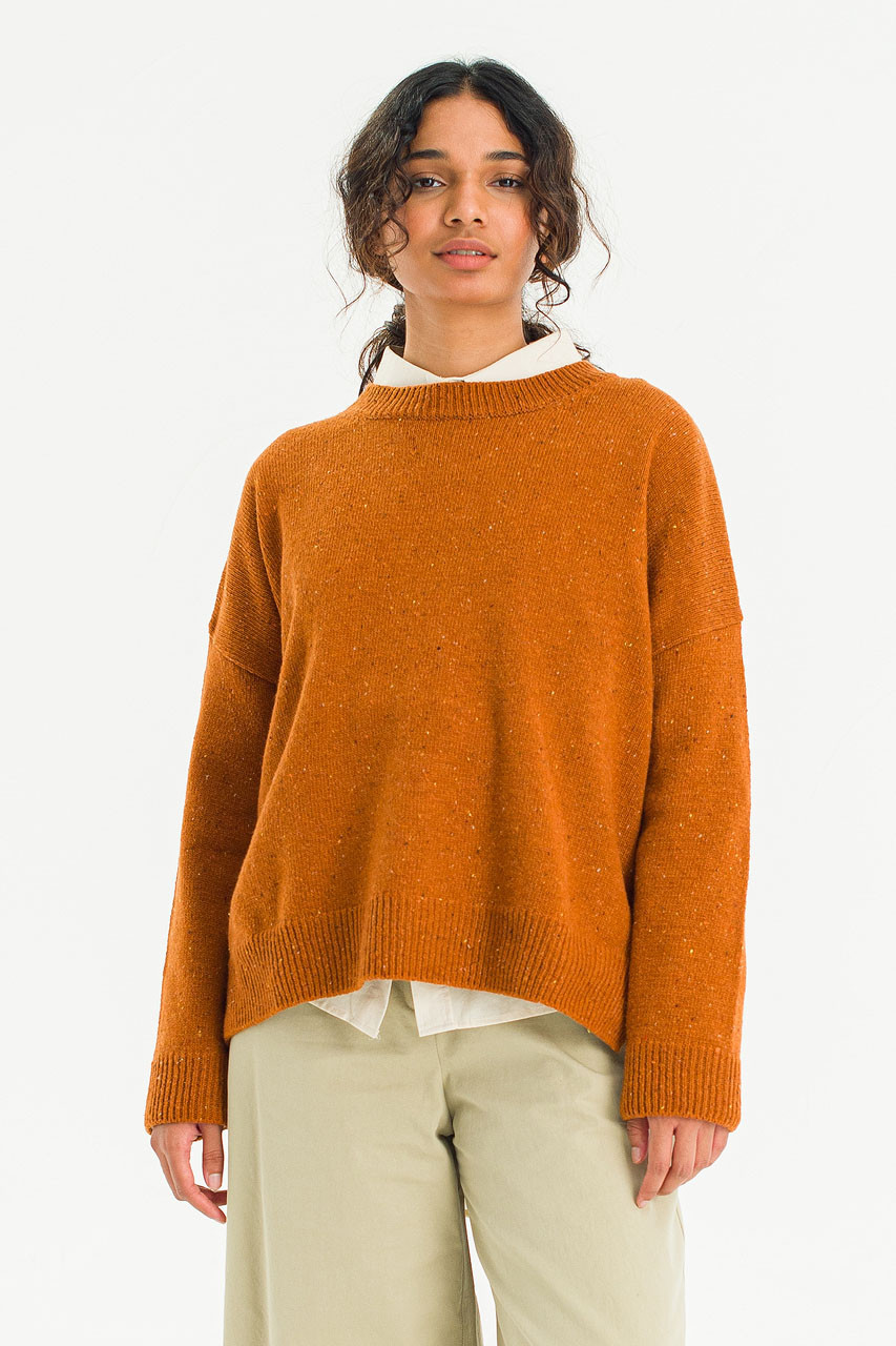 Boucle Round Neck Jumper, Pumpkin