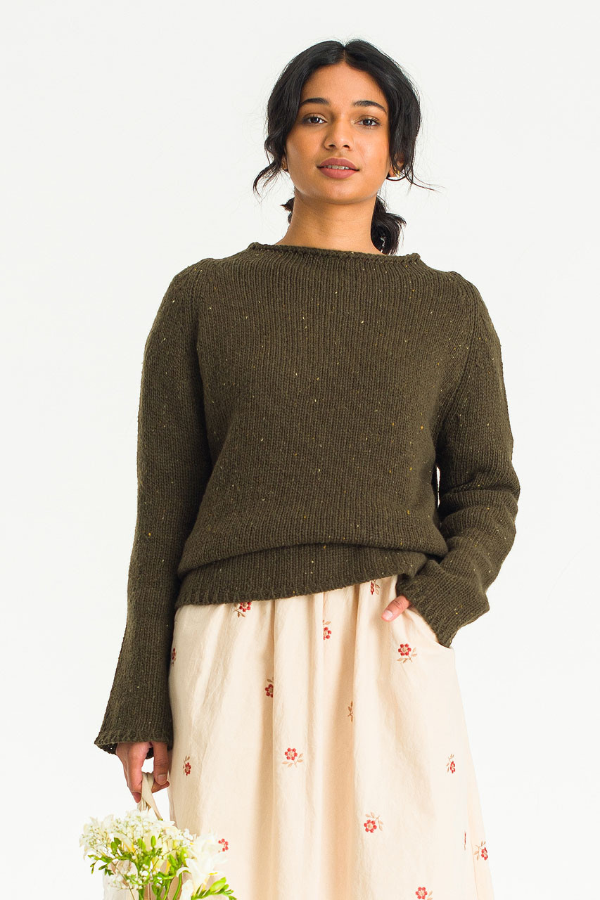 Flecked Fisherman Knit, Fern