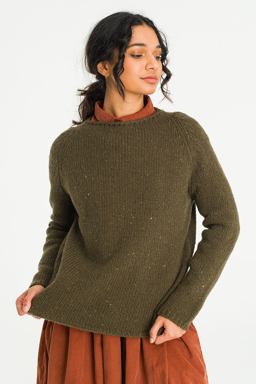 Flecked Fisherman Knit, Fern