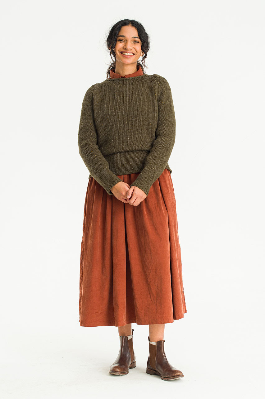 Flecked Fisherman Knit, Fern