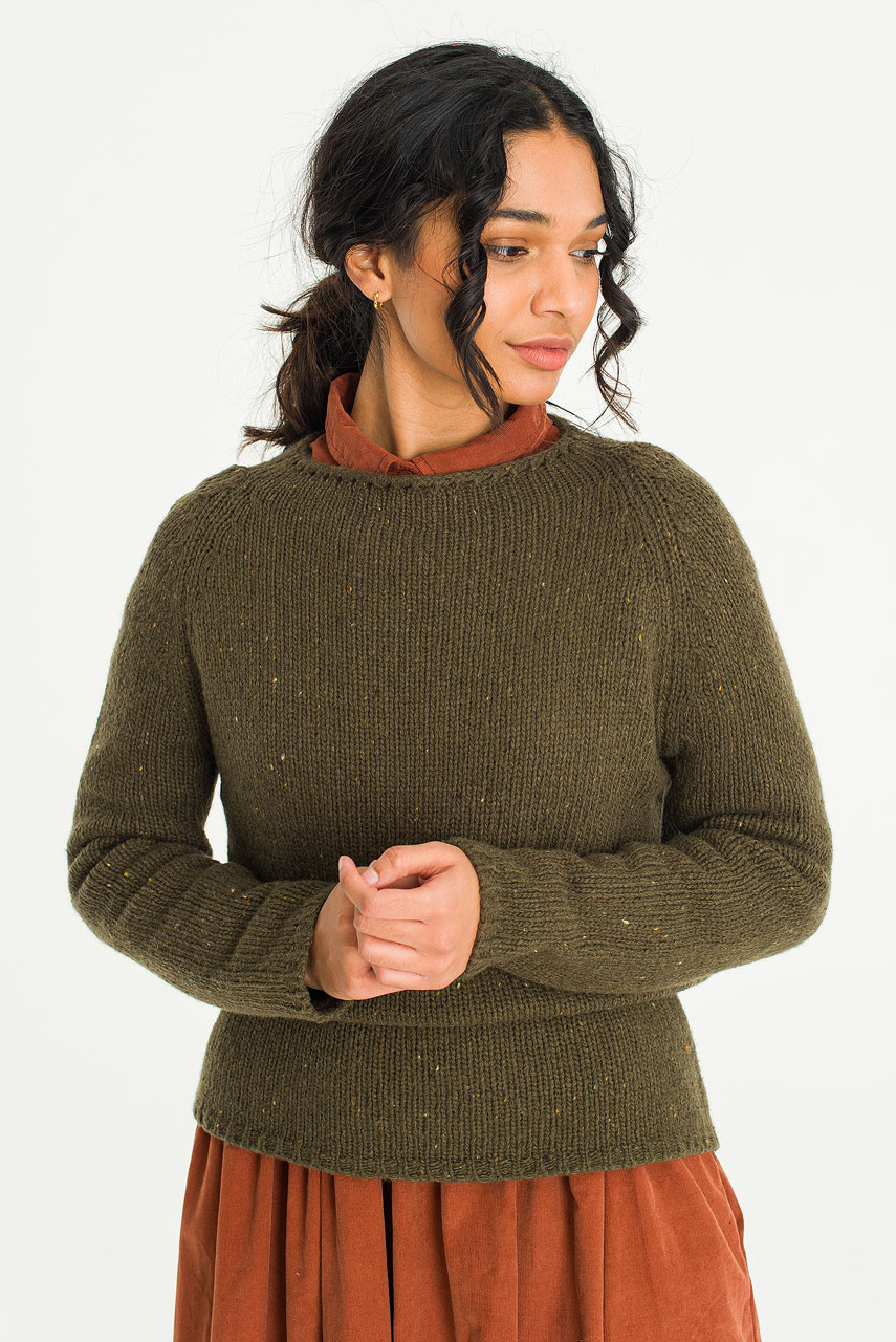 Flecked Fisherman Knit, Fern
