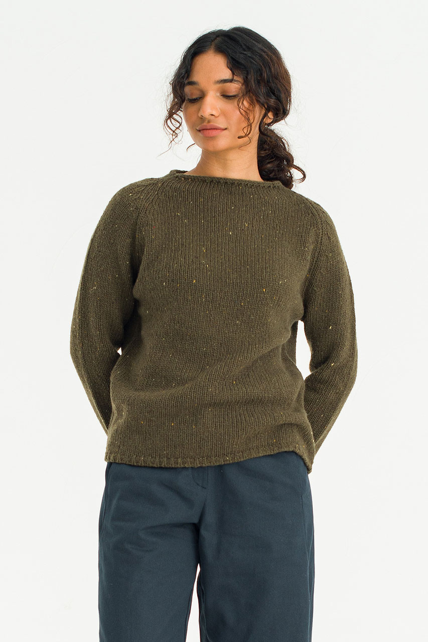 Flecked Fisherman Knit, Fern
