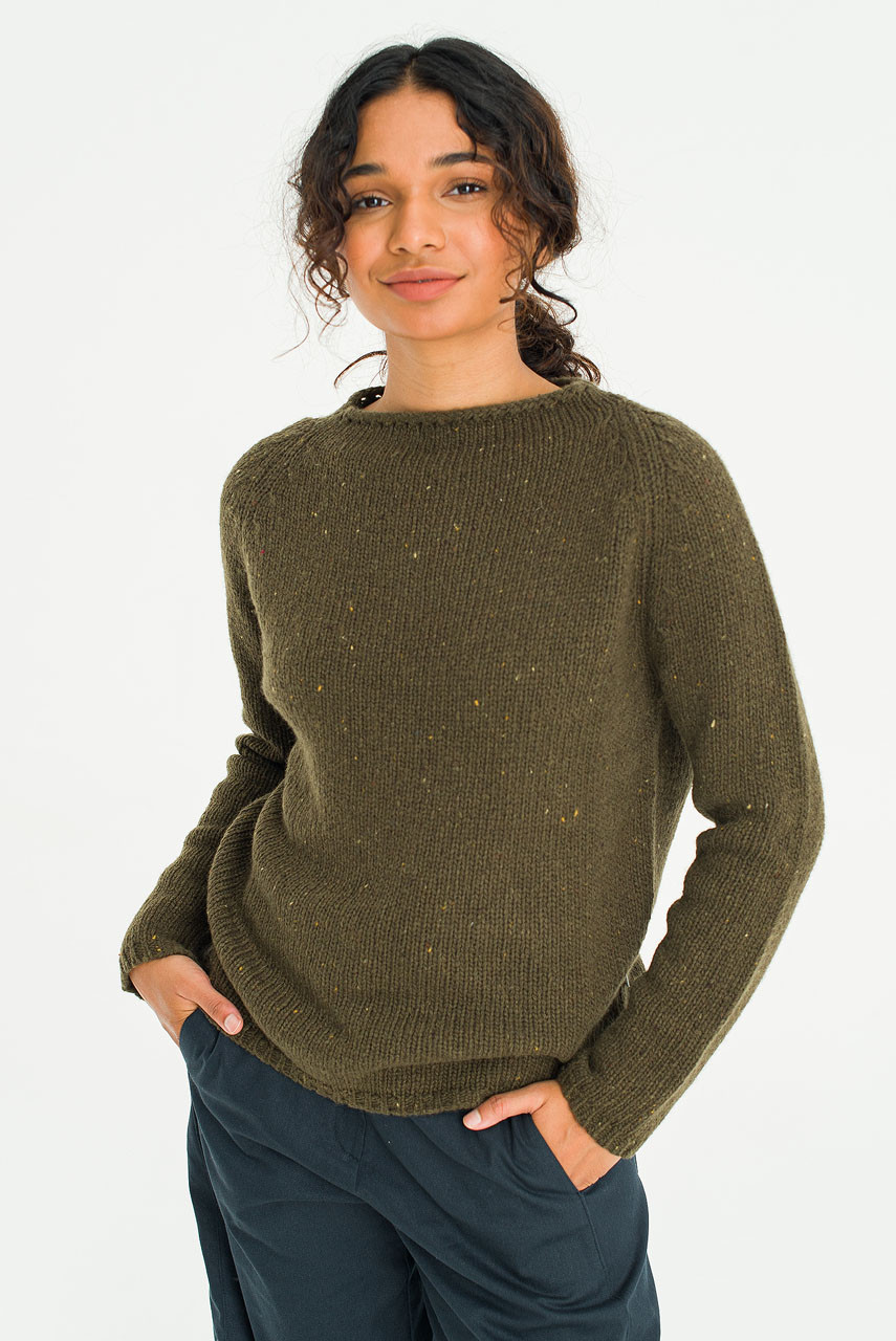 Flecked Fisherman Knit, Fern