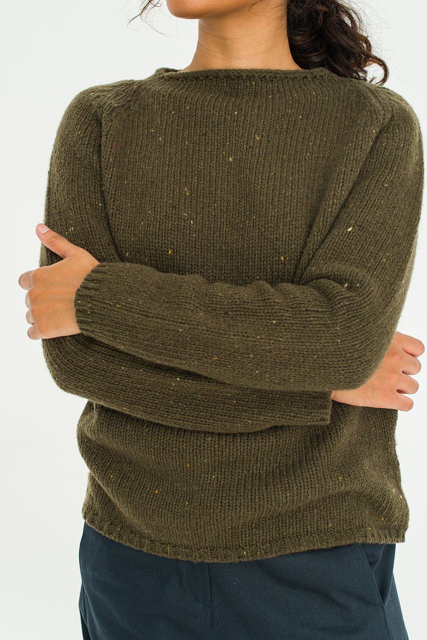 Flecked Fisherman Knit, Fern