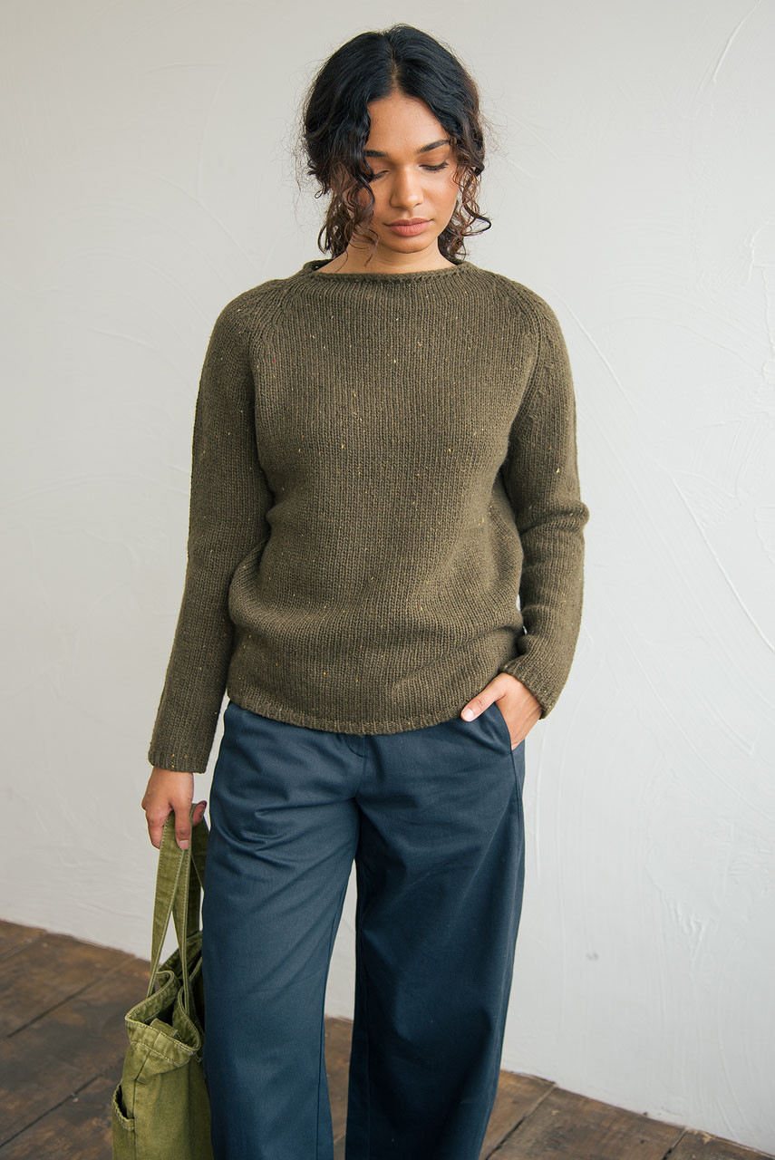 Flecked Fisherman Knit, Fern