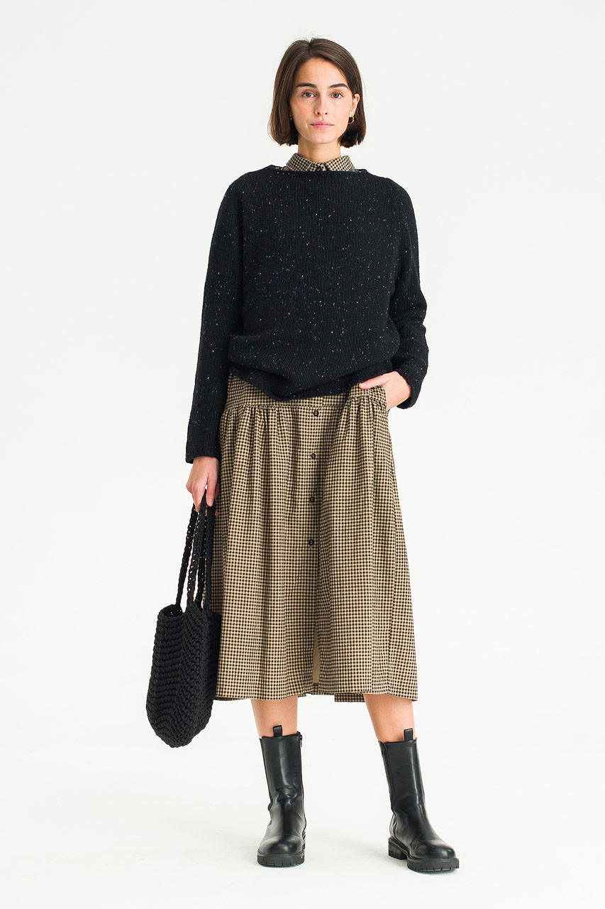 Flecked Fisherman Knit, Black