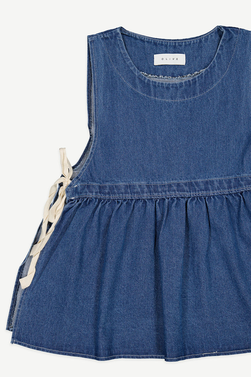Faye Ribboned Vest, Denim