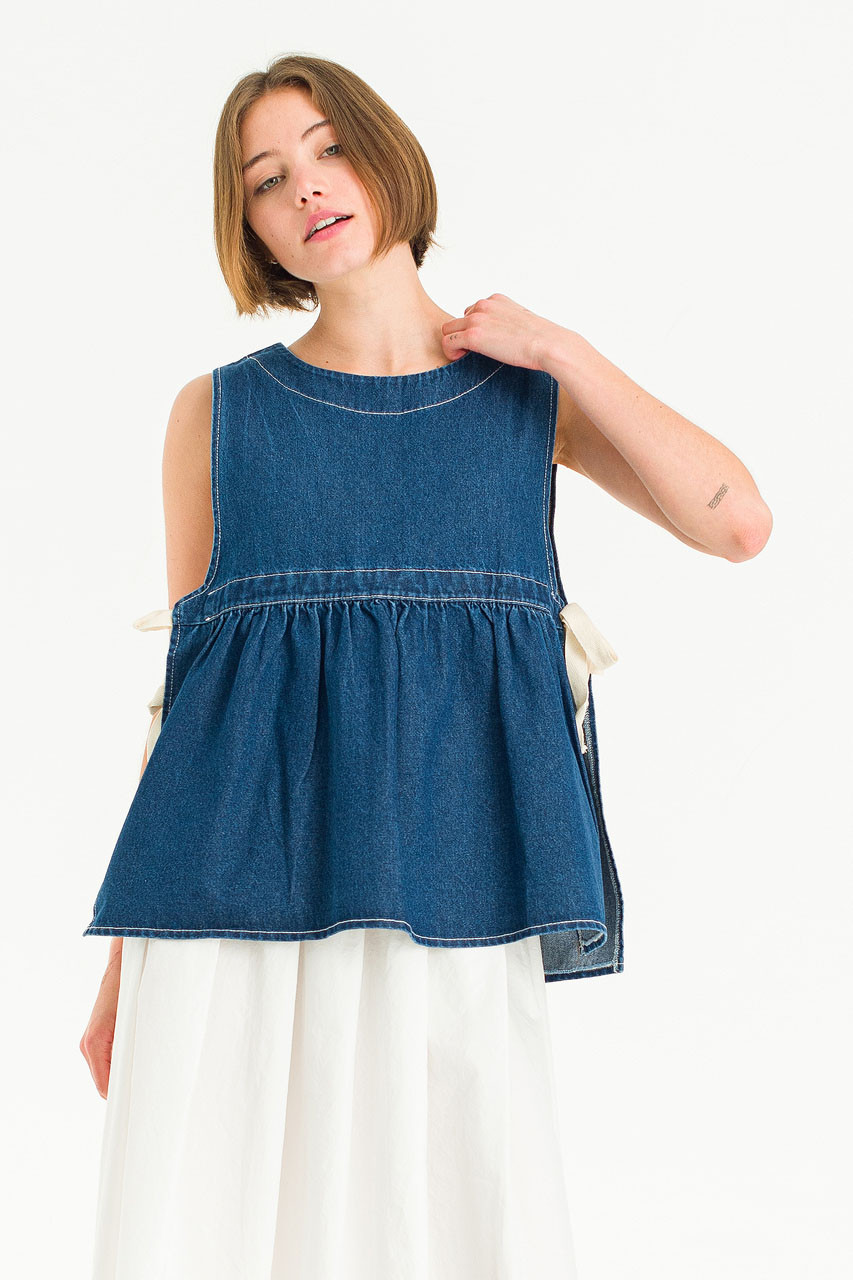 Faye Ribboned Vest, Denim