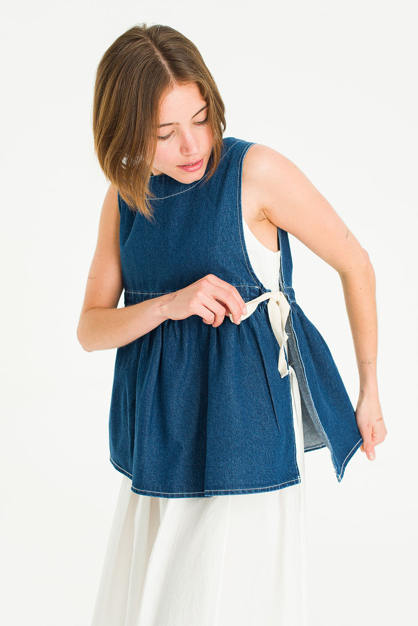 Faye Ribboned Vest, Denim