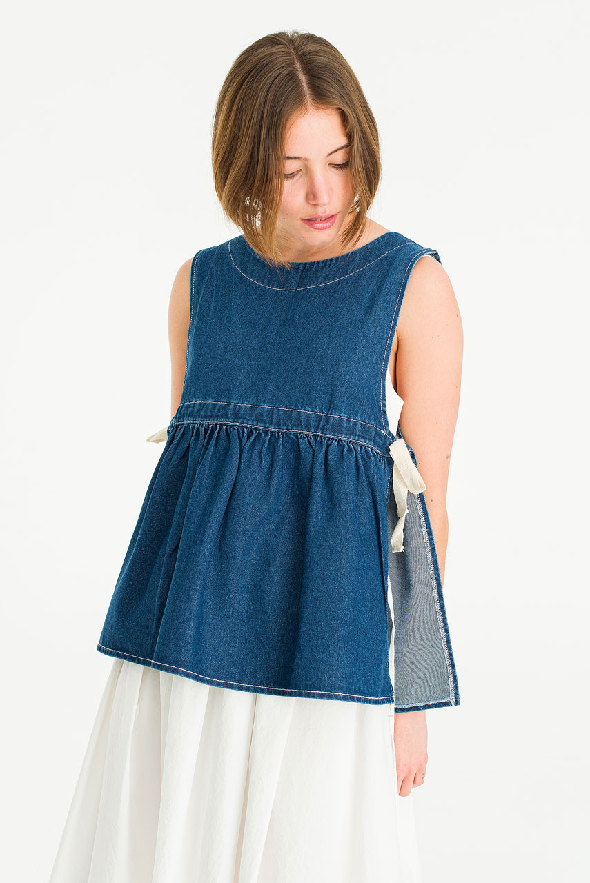 Faye Ribboned Vest, Denim