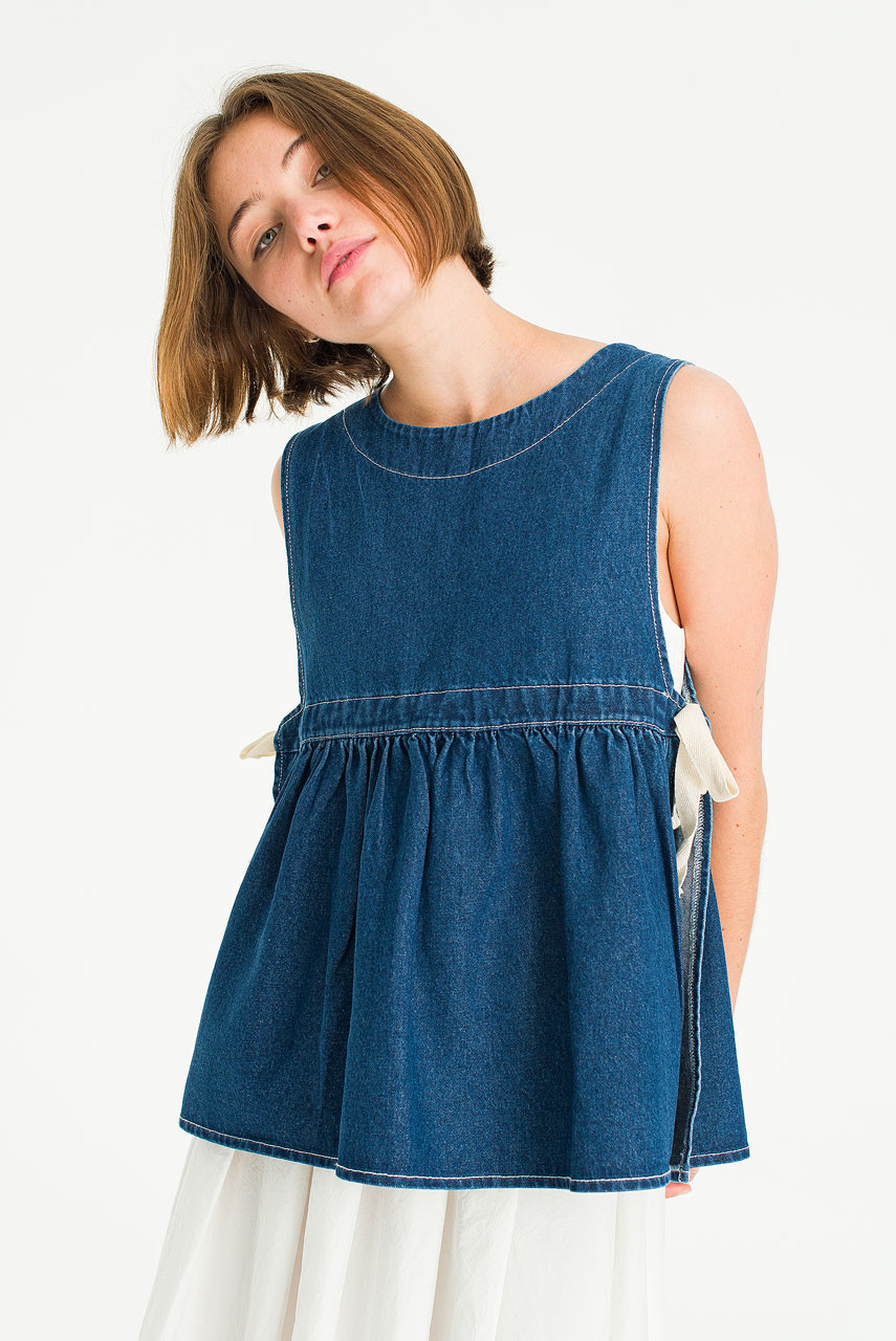 Faye Ribboned Vest, Denim