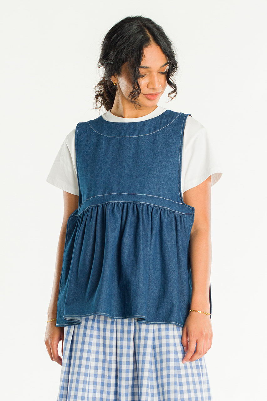 Faye Ribboned Vest, Denim