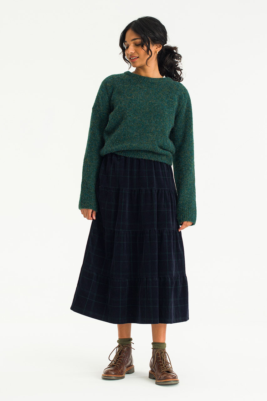 Hao Cord Tiered Skirt, Navy