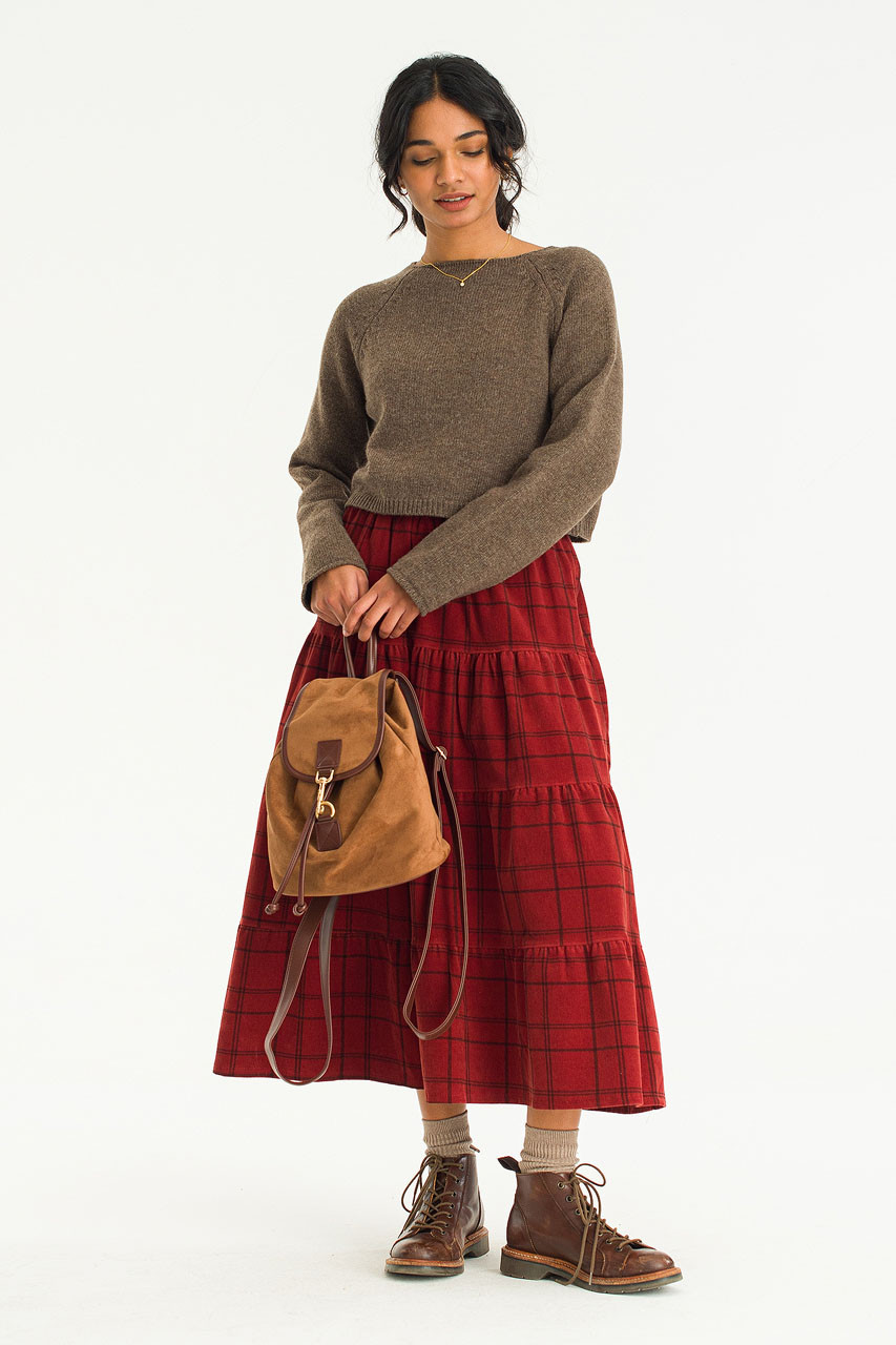 Hao Cord Tiered Skirt, Brick