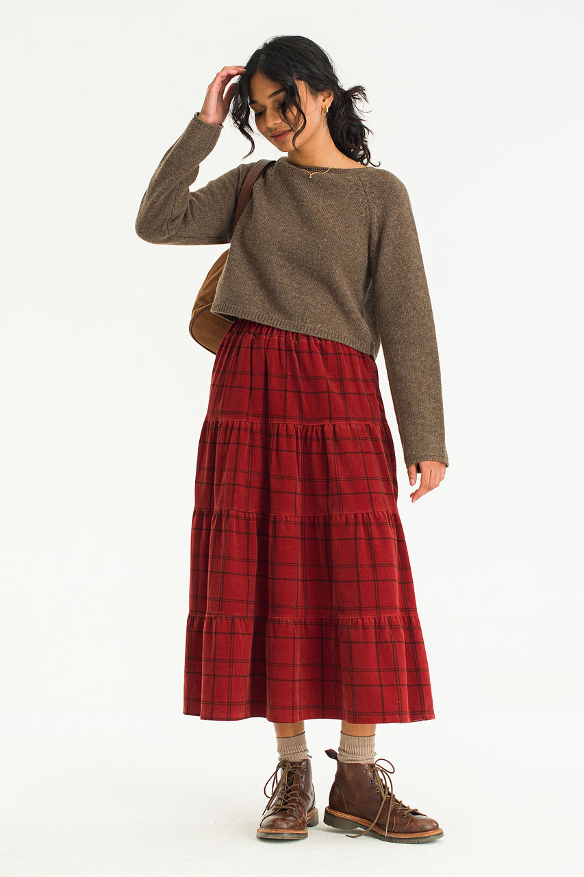 Hao Cord Tiered Skirt, Brick