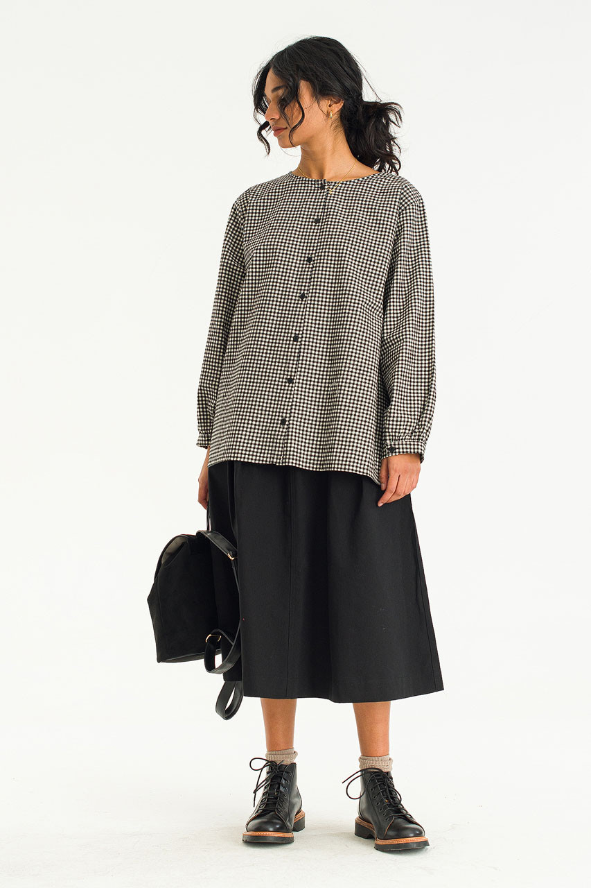 Latte Gingham Tunic, Black