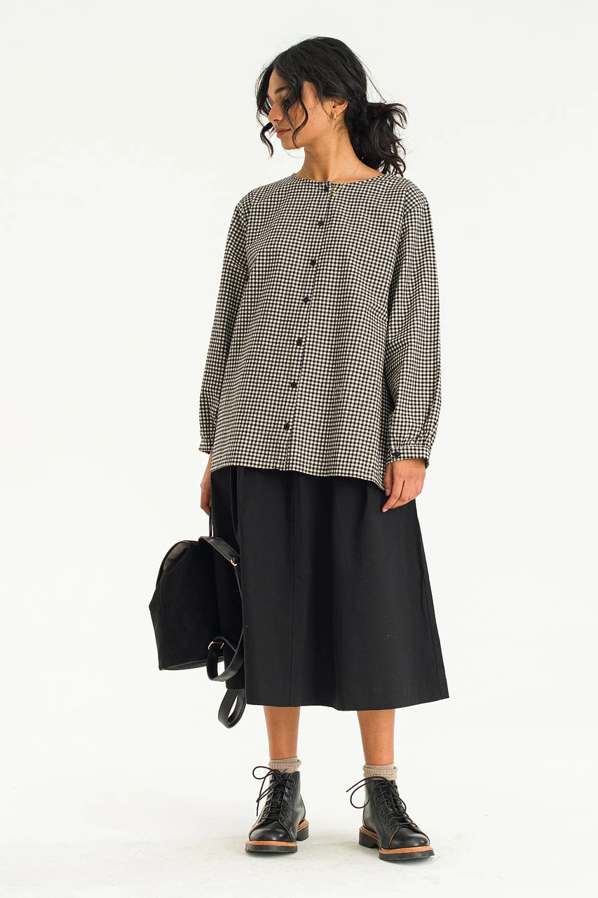 Latte Gingham Tunic, Black