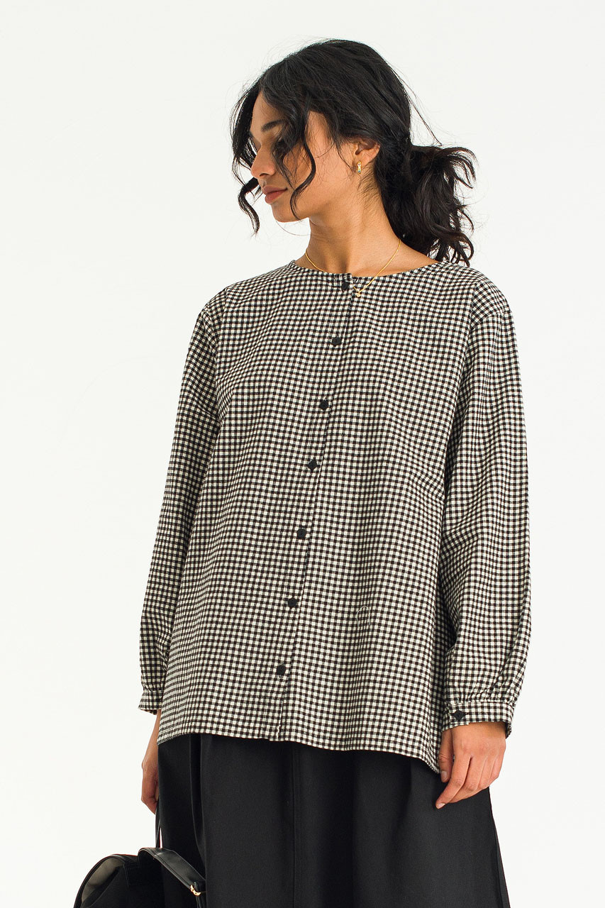 Latte Gingham Tunic, Black Latte Gingham Tunic, Black