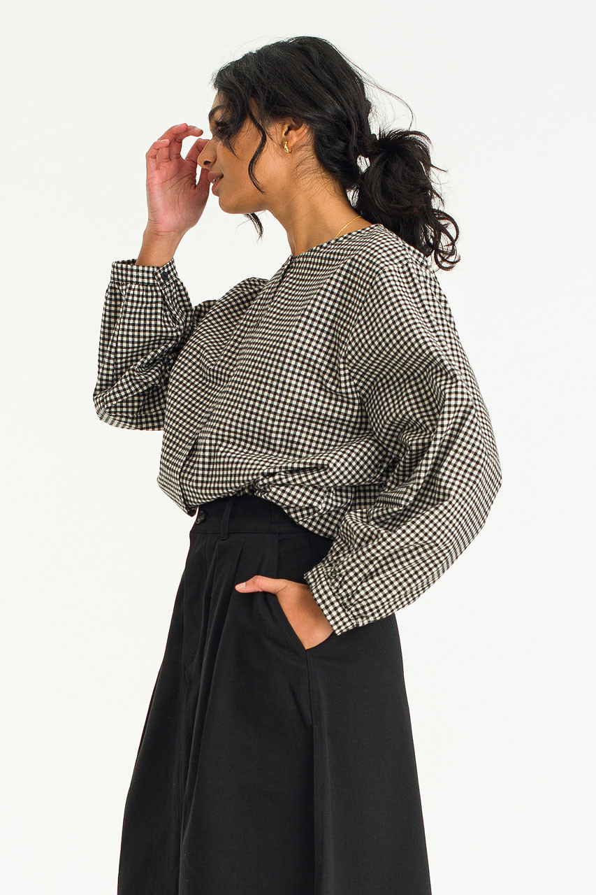 Latte Gingham Tunic, Black