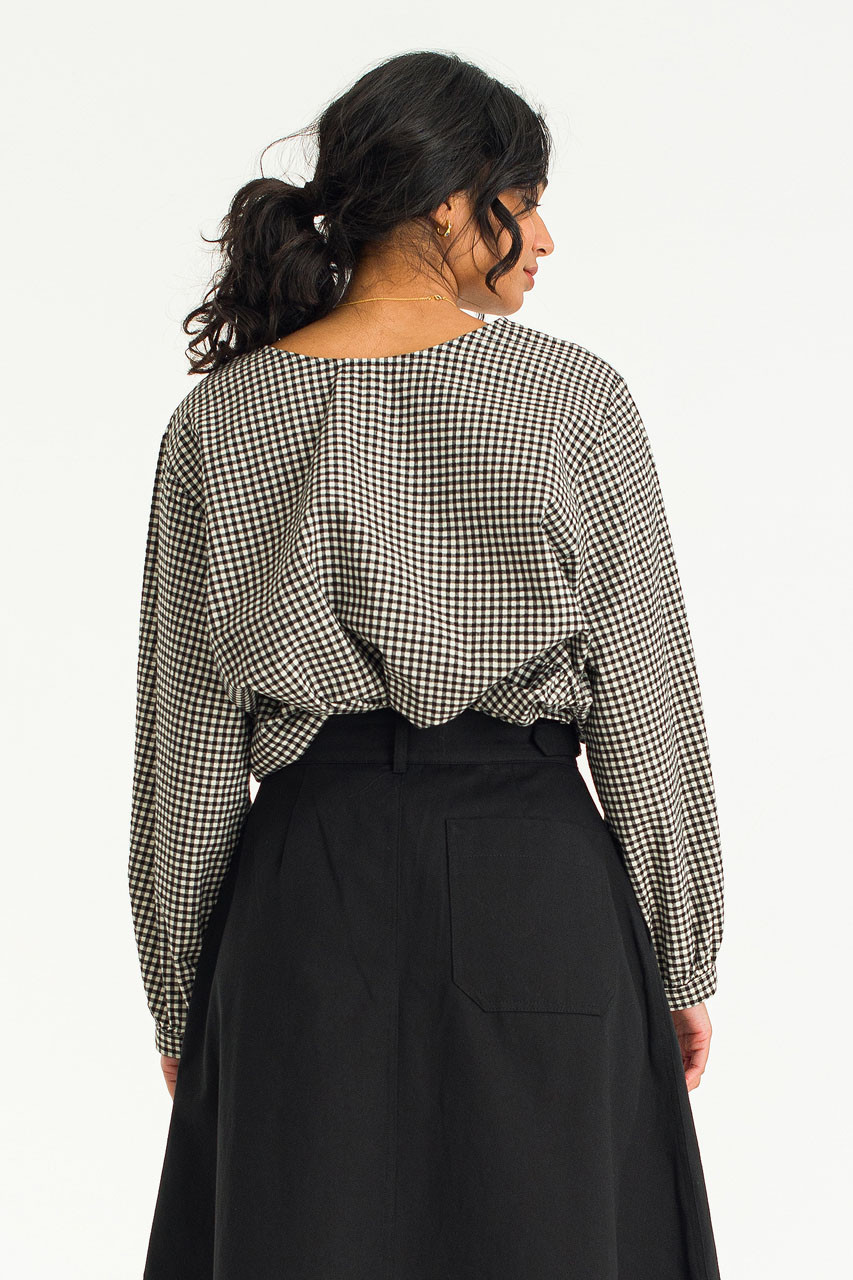 トップス tope. cross strap tunic / gingham p.b Latte Gingham Tunic, Black