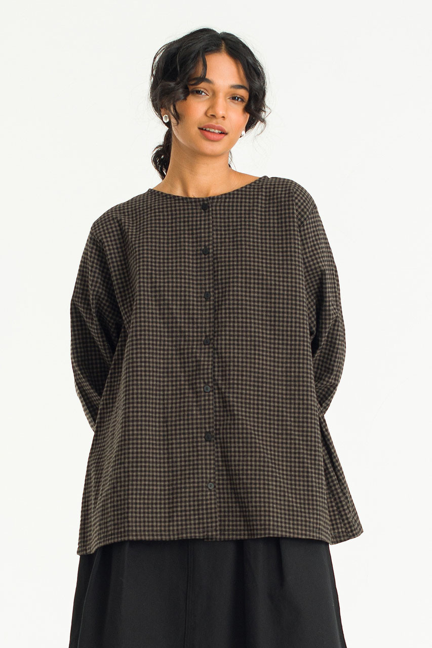 Latte Gingham Tunic, Brown