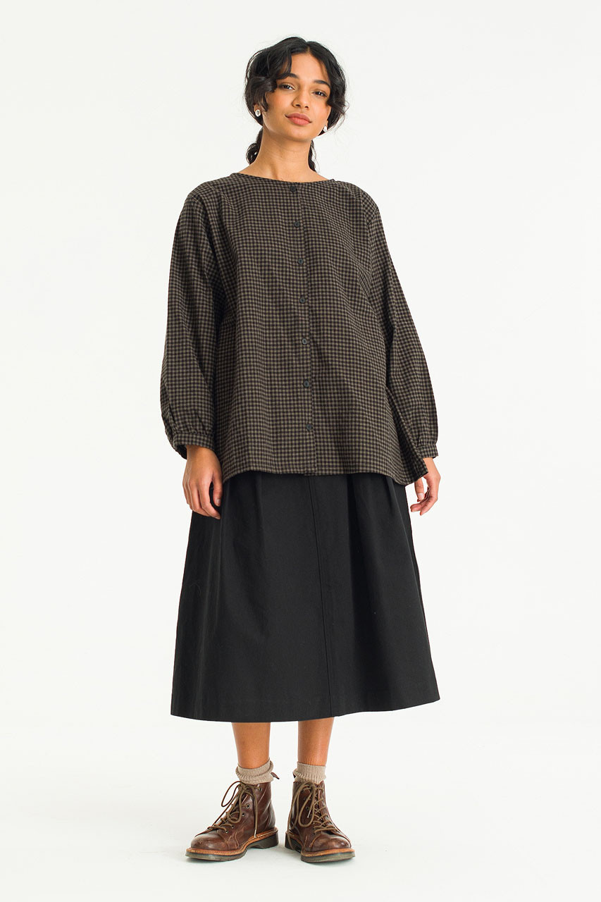 Latte Gingham Tunic, Brown