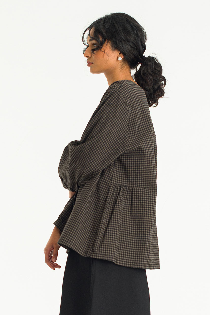 Latte Gingham Tunic, Brown