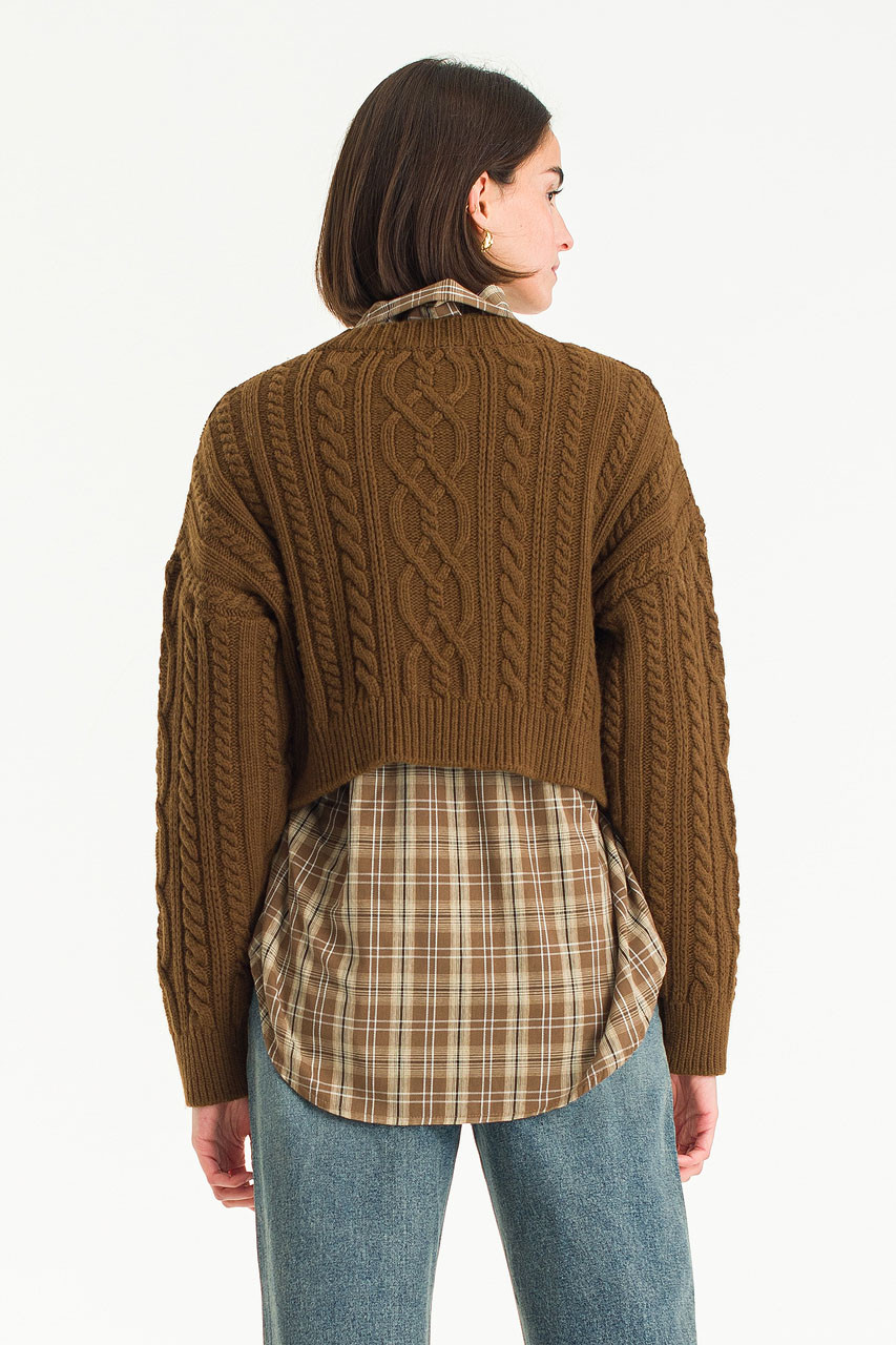 Himari Crop Cable Jumper, Brown