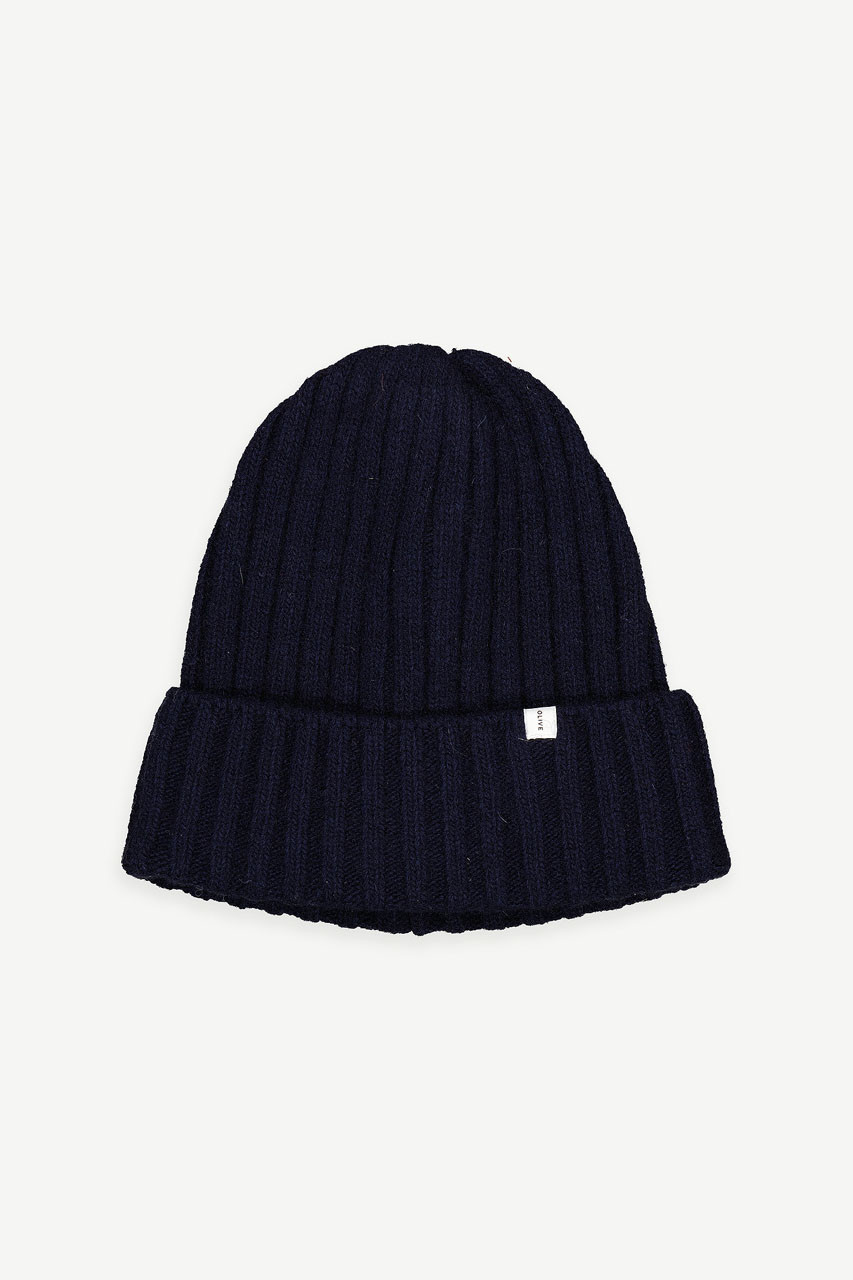 Akane Wool Beanie, Navy