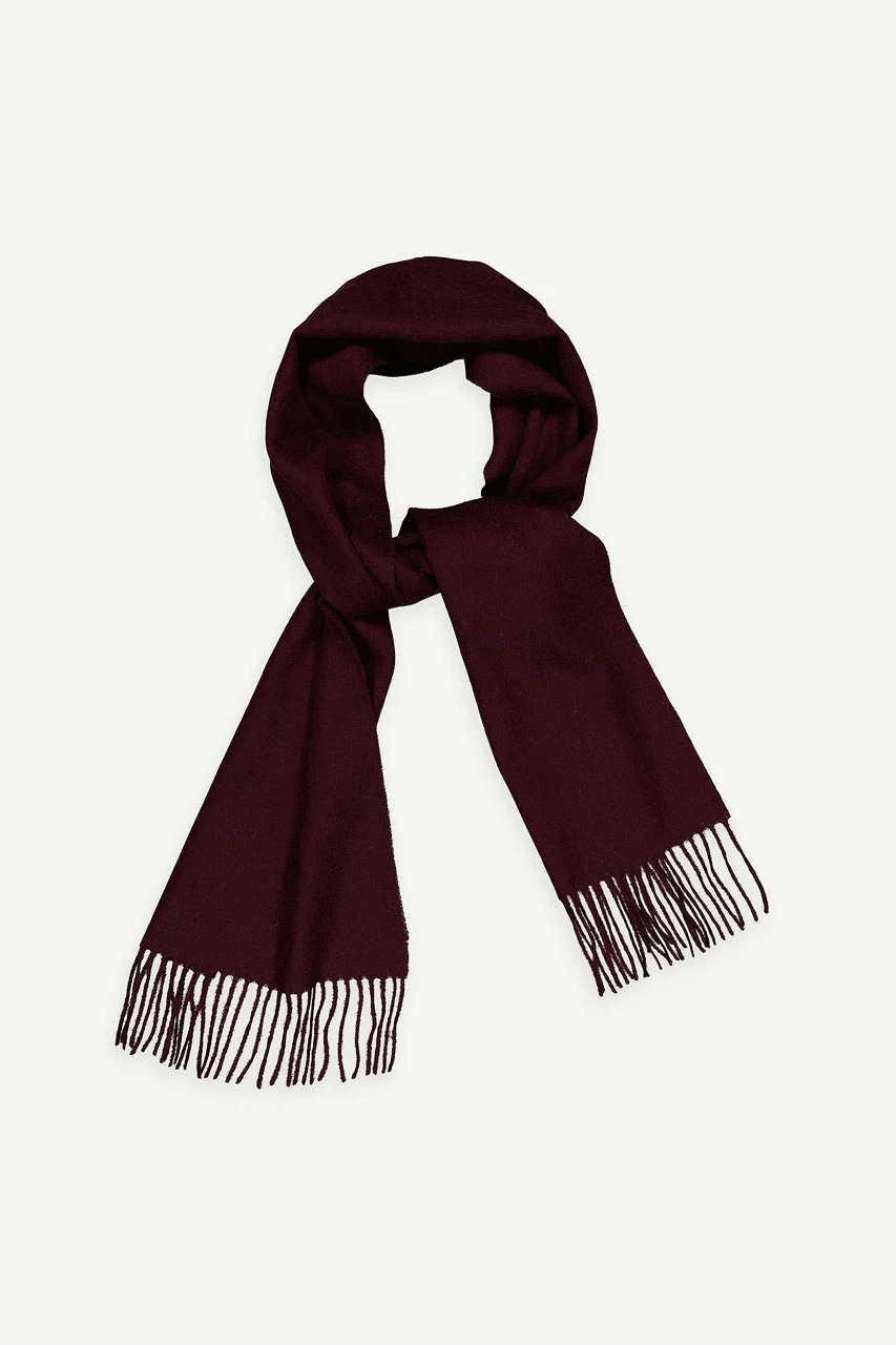 Aki Mini Wool Scarf, Wine