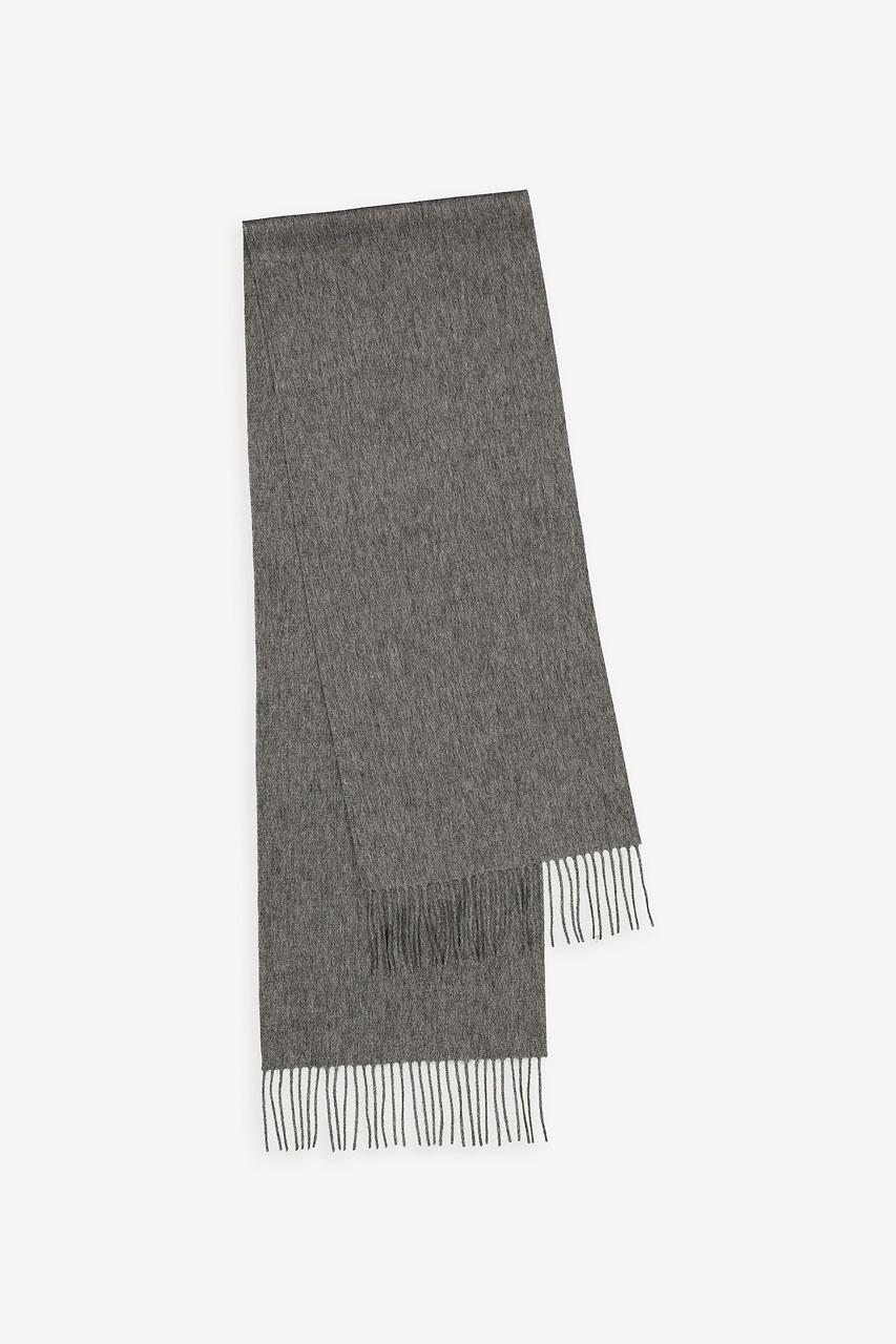Aki Mini Wool Scarf, Dark Grey