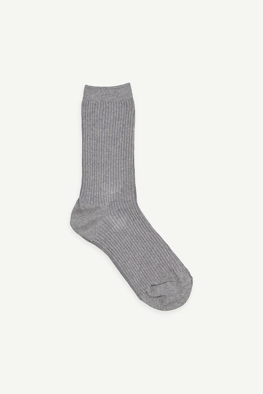Astana Ribbed Socks, Melange Grey
