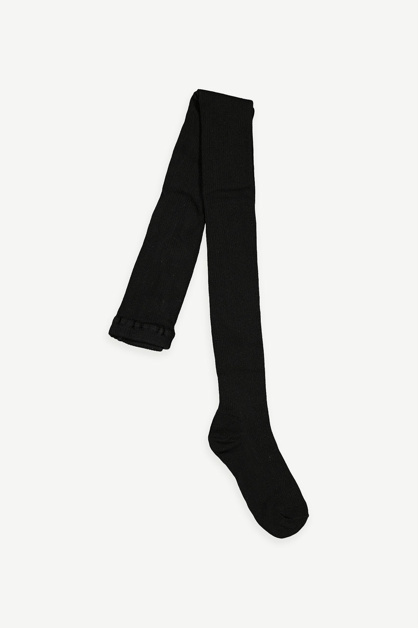 Simple Ribbed Tights, Black