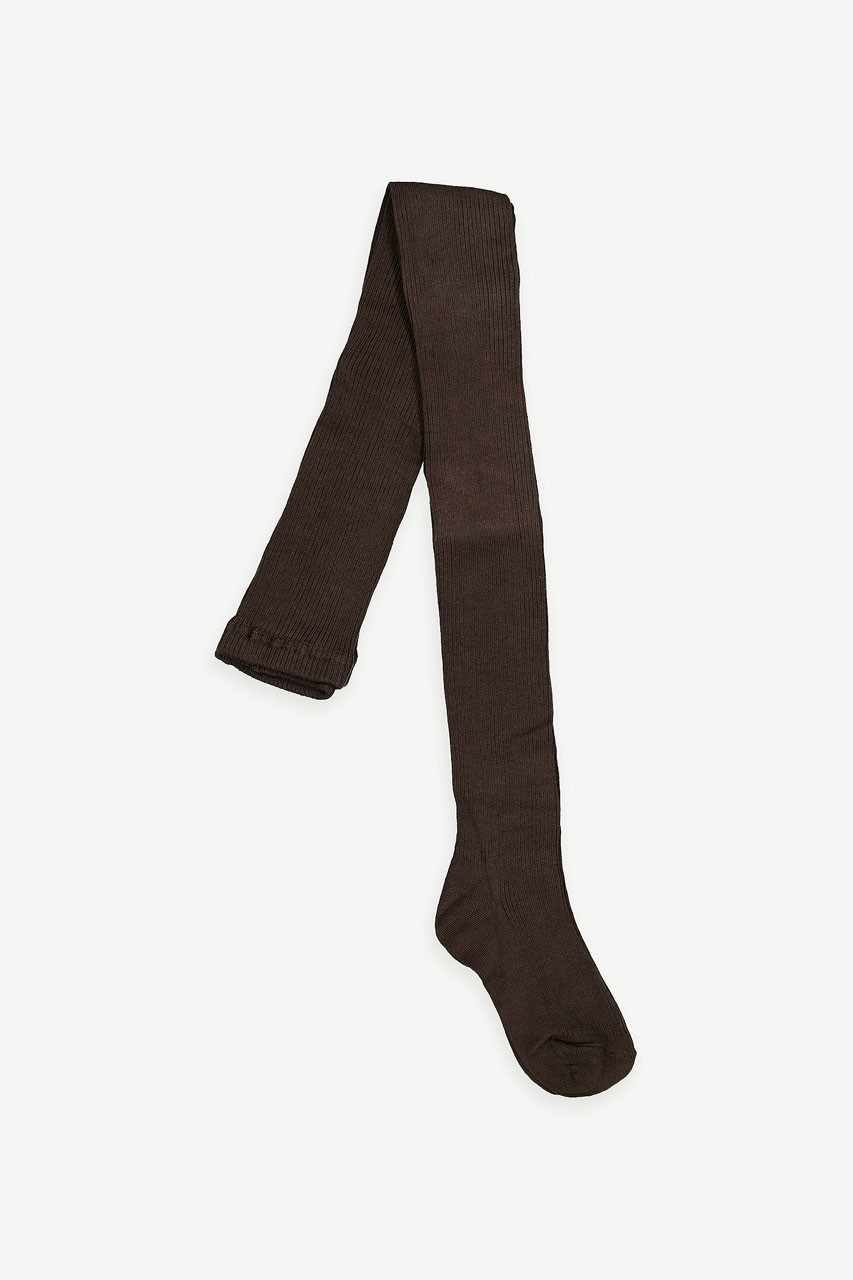 Simple Ribbed Tights, Brown