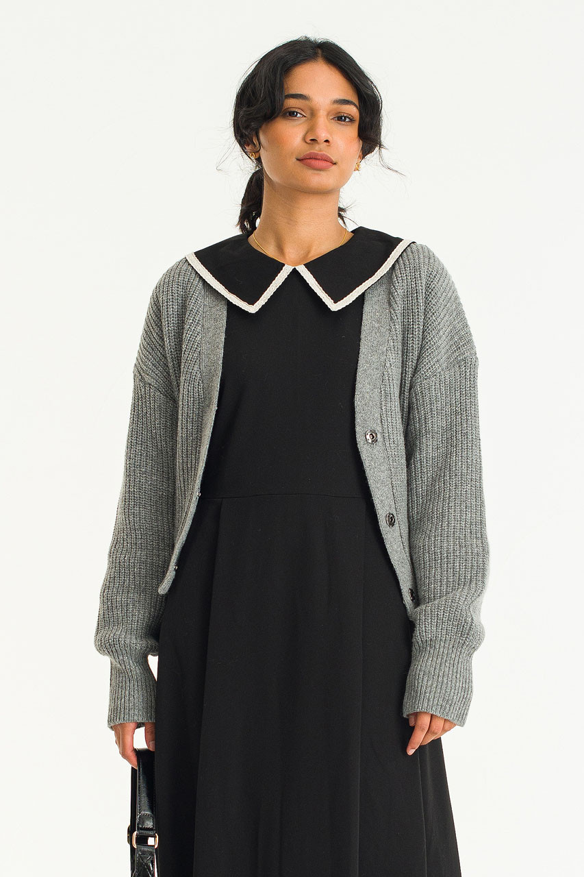 Hikiri Belted Cardigan, Grey