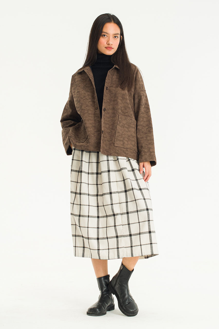 Aya Faux Suede Jacket, Brown