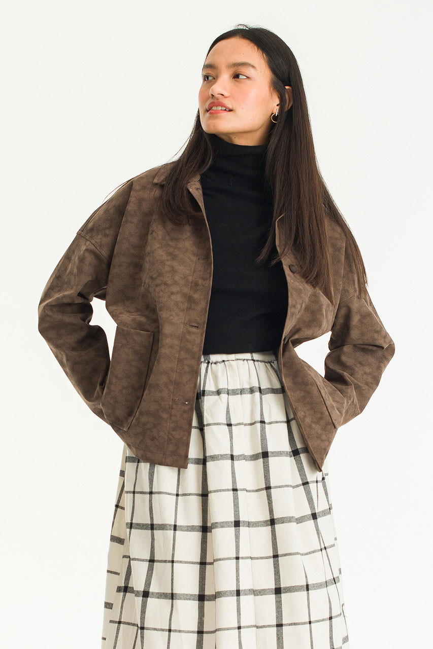Aya Faux Suede Jacket, Brown