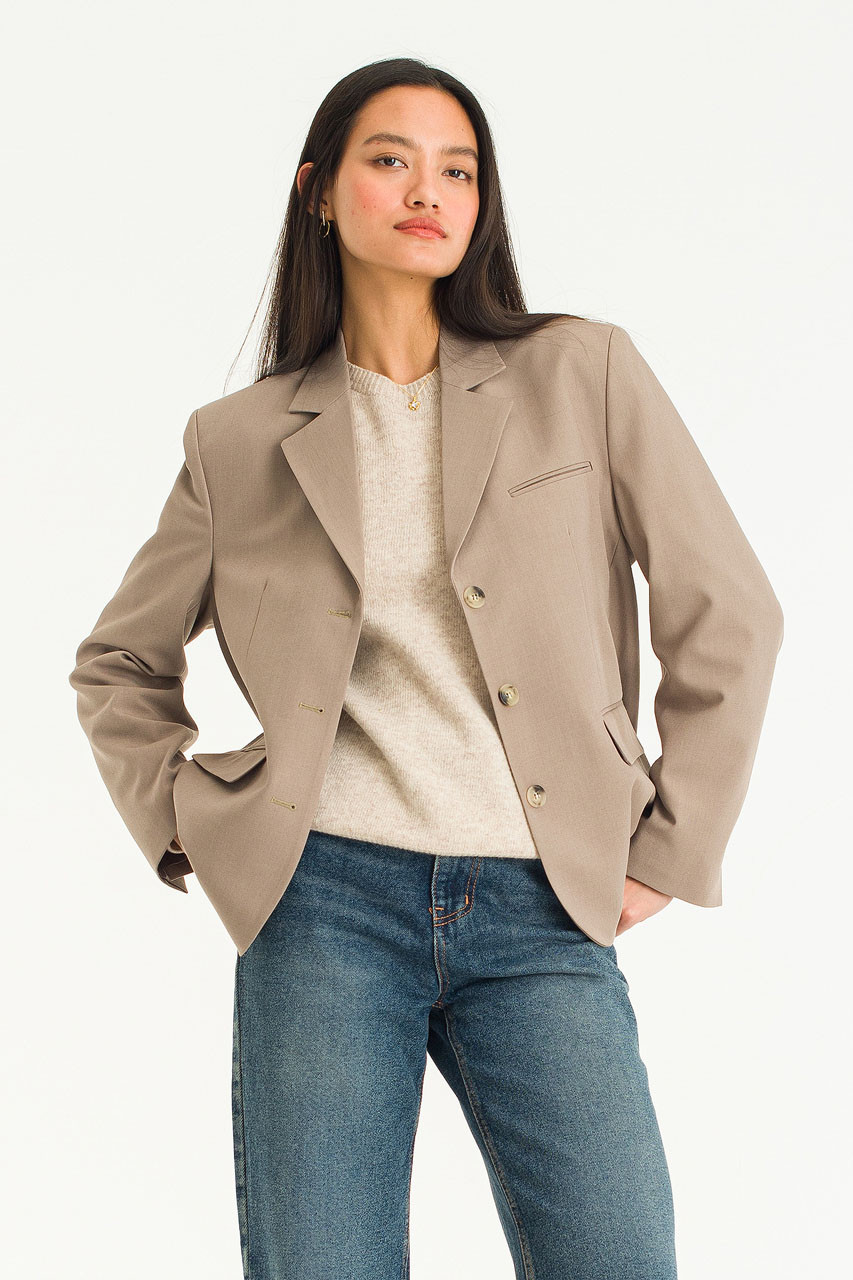 Himari Three Button Jacket, Mocha