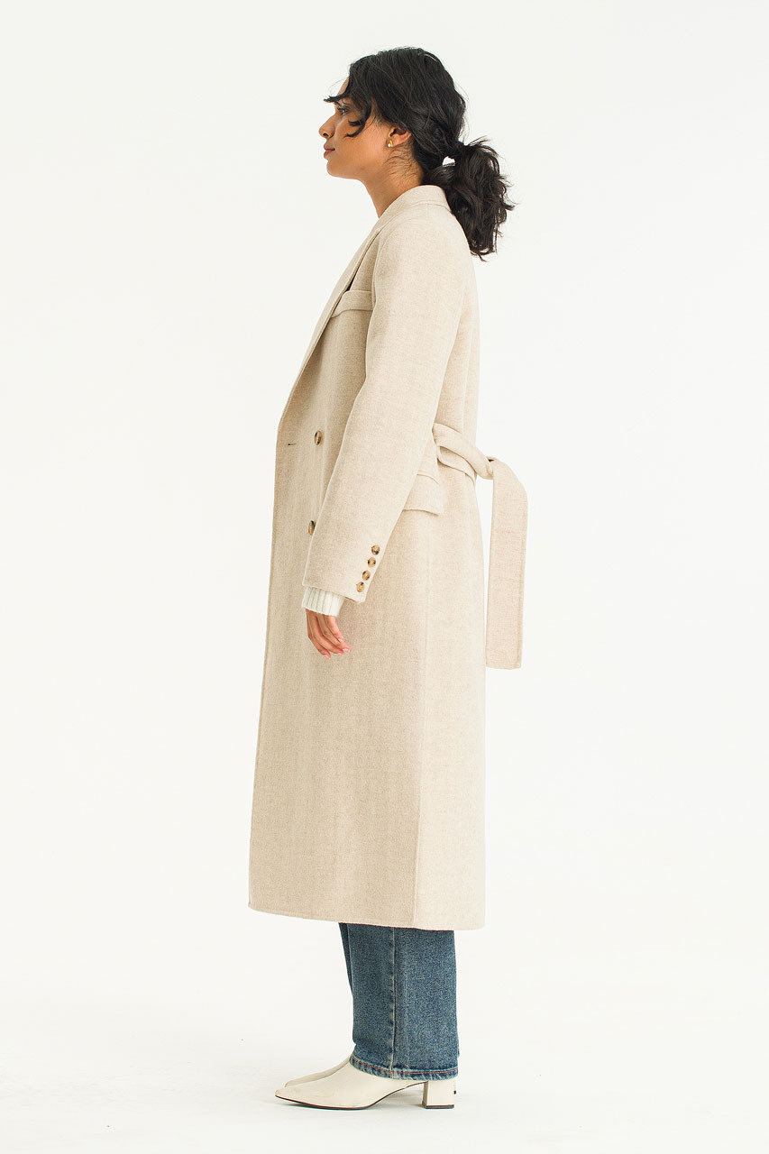 Double Herringbone Seamless Coat, Light Beige
