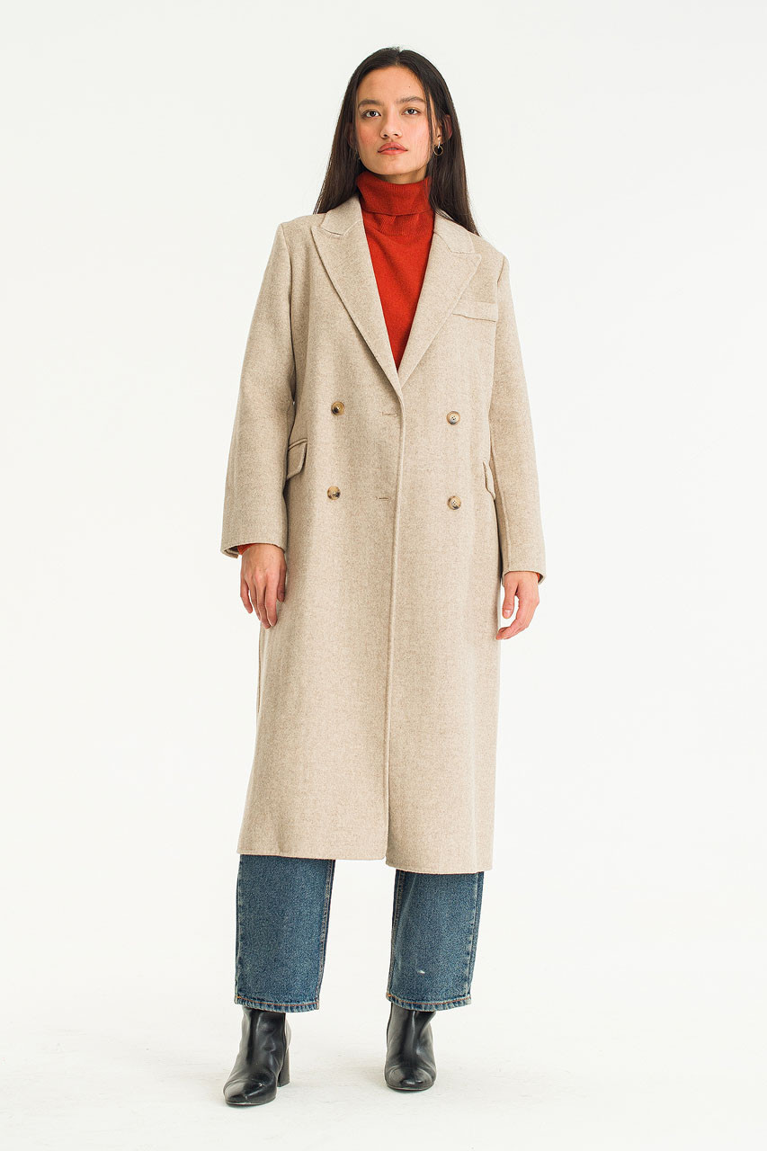 Double Herringbone Seamless Coat, Dark Beige