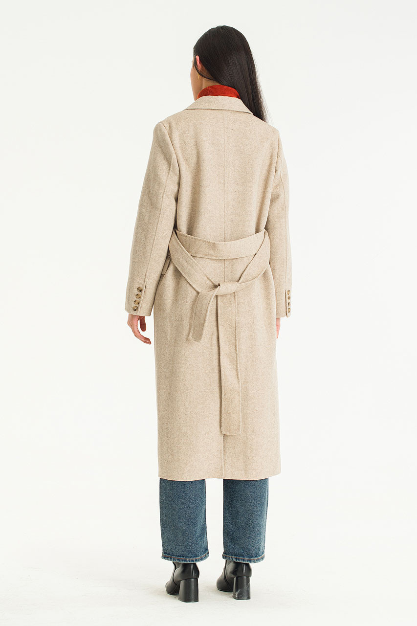 Double Herringbone Seamless Coat, Dark Beige