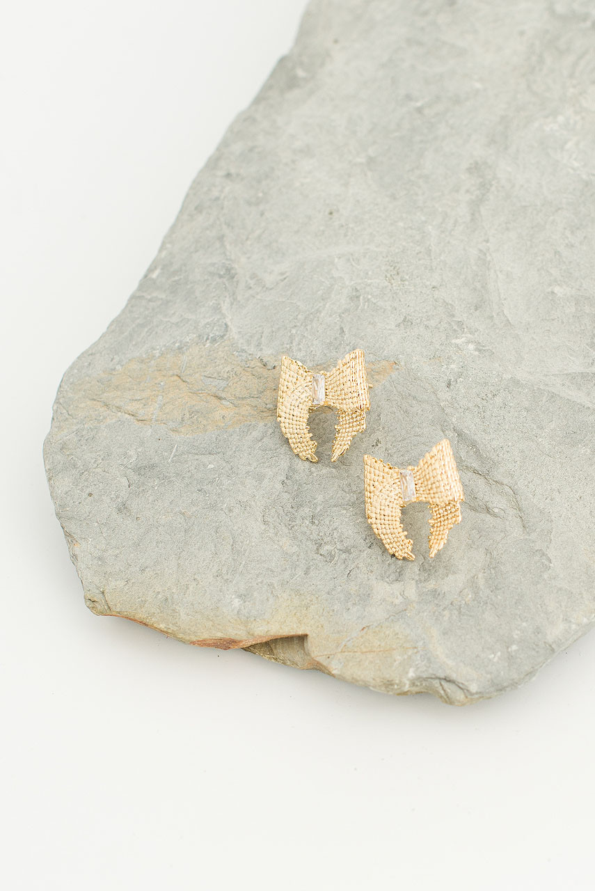 Ribbon Studs, Gold Plated