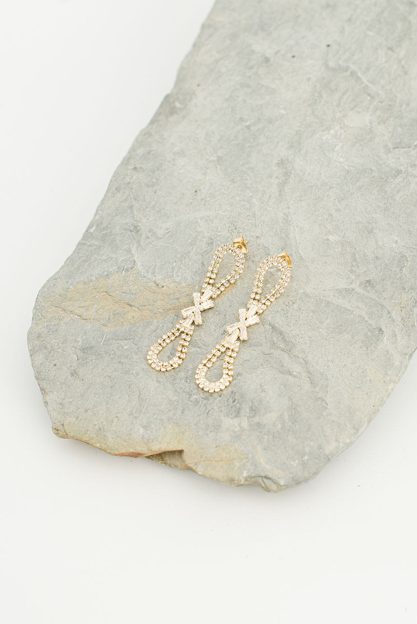 Sarah Ribbon Earrings, Gold Plated