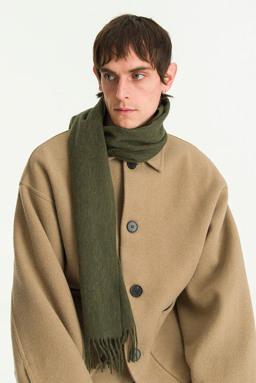 Menswear | Small Wool Scarf, Forest Green