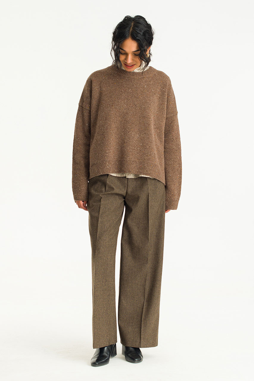 Boucle Round Neck Jumper, Mocha