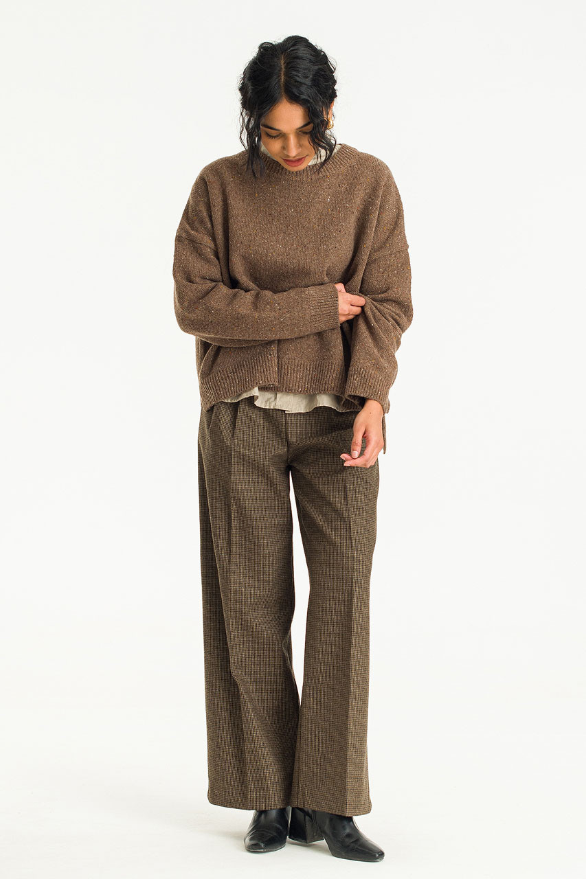 Boucle Round Neck Jumper, Mocha