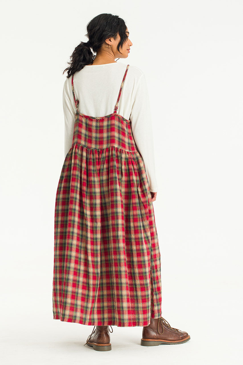 Ayame Check Slip Dress, Red
