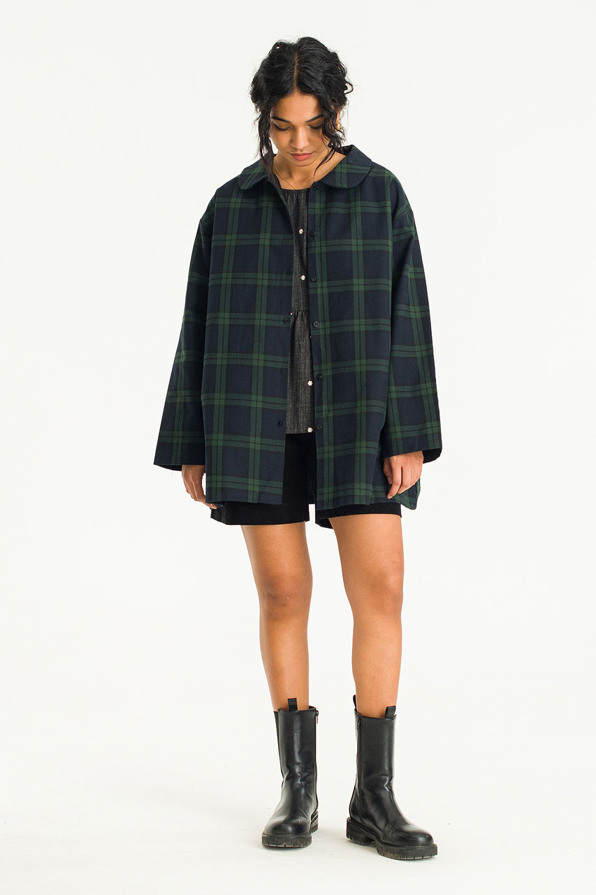 Lucy Jacket Style Check Shirt, Green