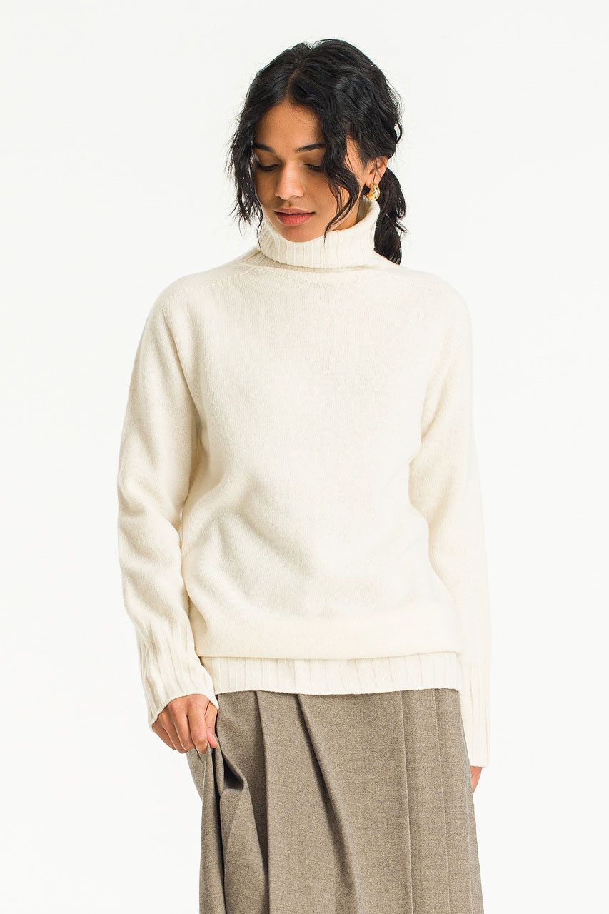 Saskia Roll Neck Seamless Jumper, Ivory